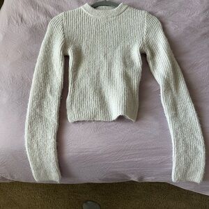 Zara Cream Ribbed Turtleneck Sweater